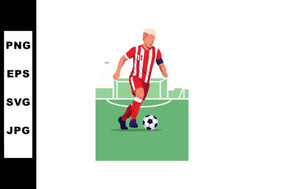 Download Male Soccer Player in Red and White Stri - Soccer Collection