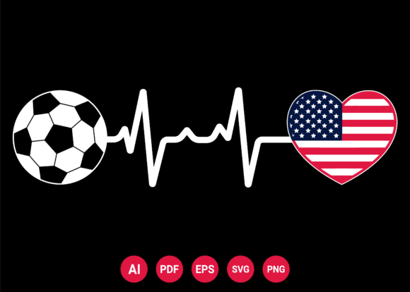 Download USA Flag Football Soccer Heartbeat - Soccer Collection